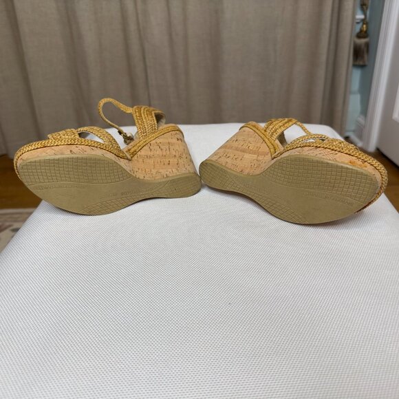 Stuart Weitzman Minx Stappy Wedges Shoes with Cork and Raffia Size 7 - Picture 9 of 16